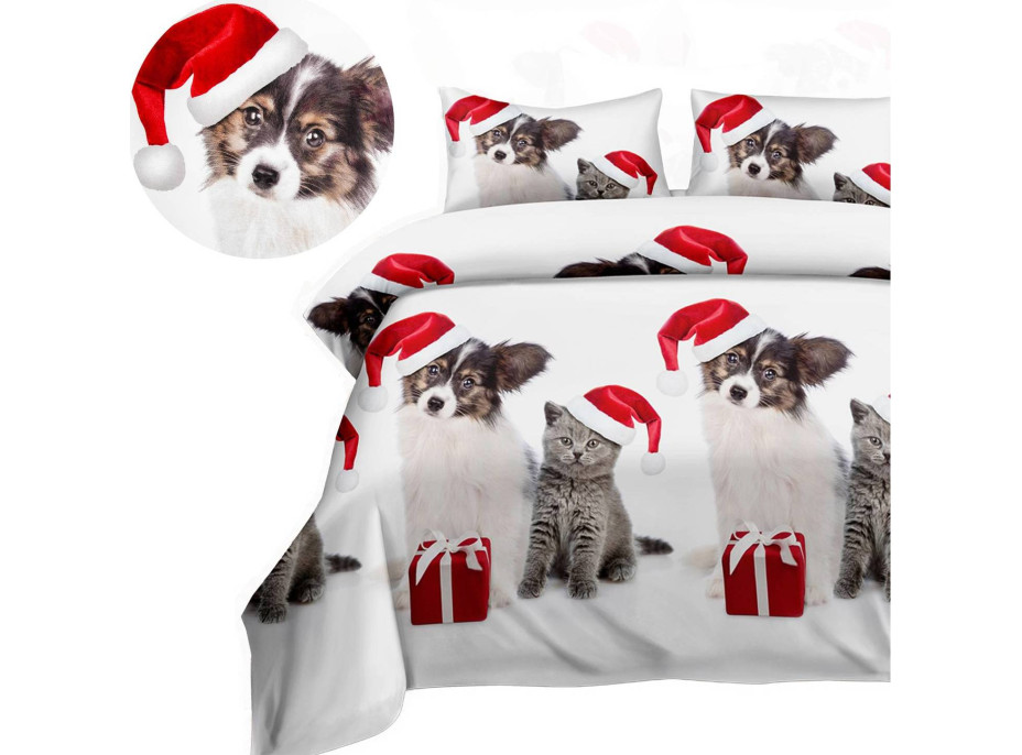 Posteľné obliečky z mikrovlákna HAPPY CHRISTMAS - 160x200 cm - biele