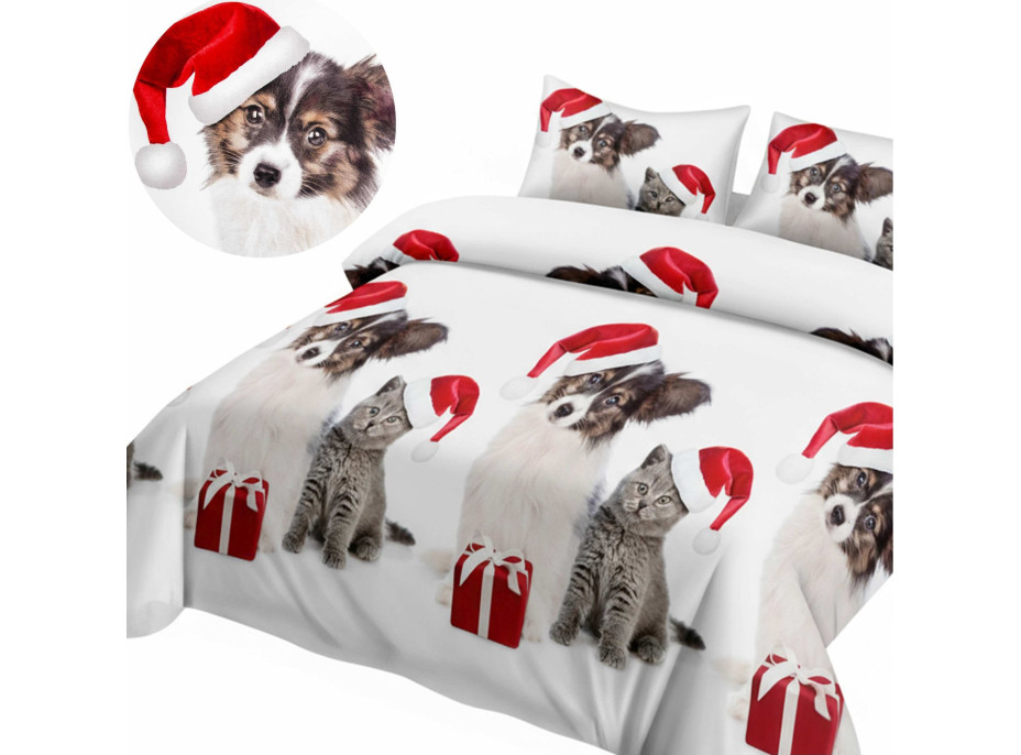 Posteľné obliečky z mikrovlákna HAPPY CHRISTMAS - 160x200 cm - biele