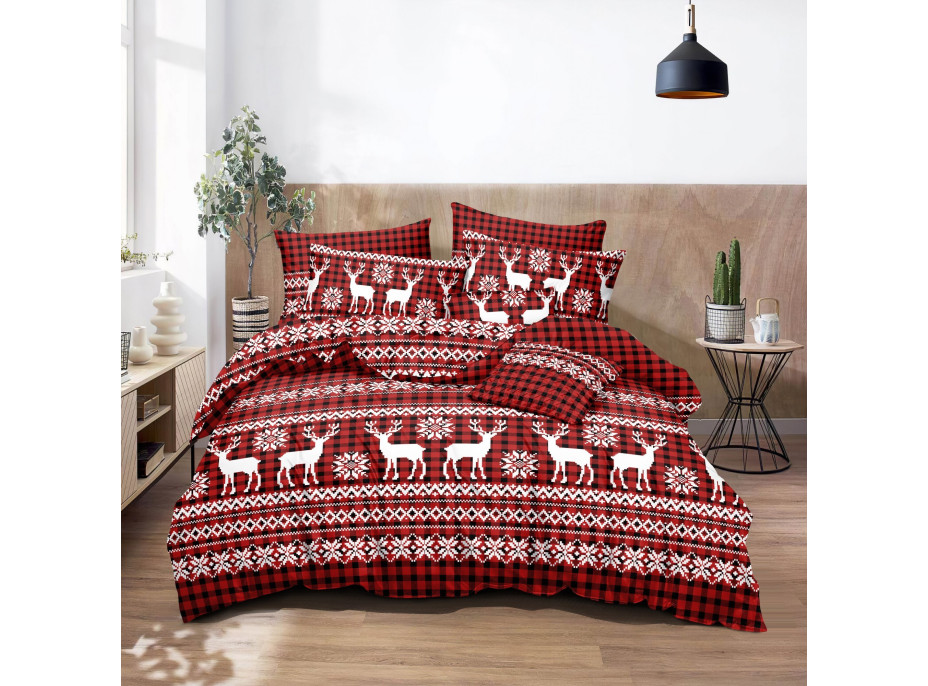 Posteľné obliečky z mikrovlákna SCANDI CHRISTMAS - 160x200 cm - červené