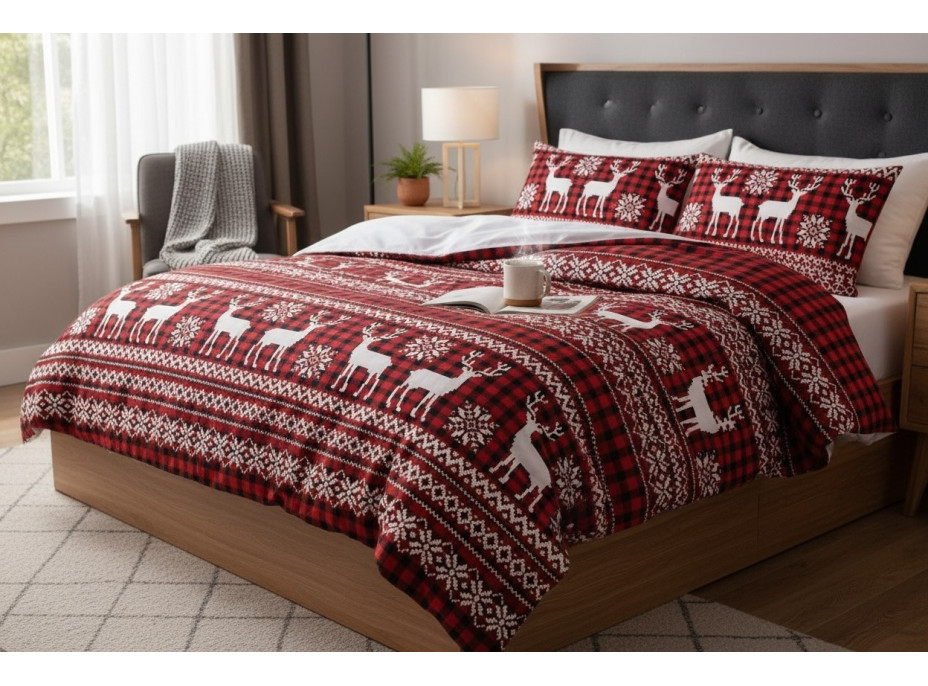 Posteľné obliečky z mikrovlákna SCANDI CHRISTMAS - 160x200 cm - červené