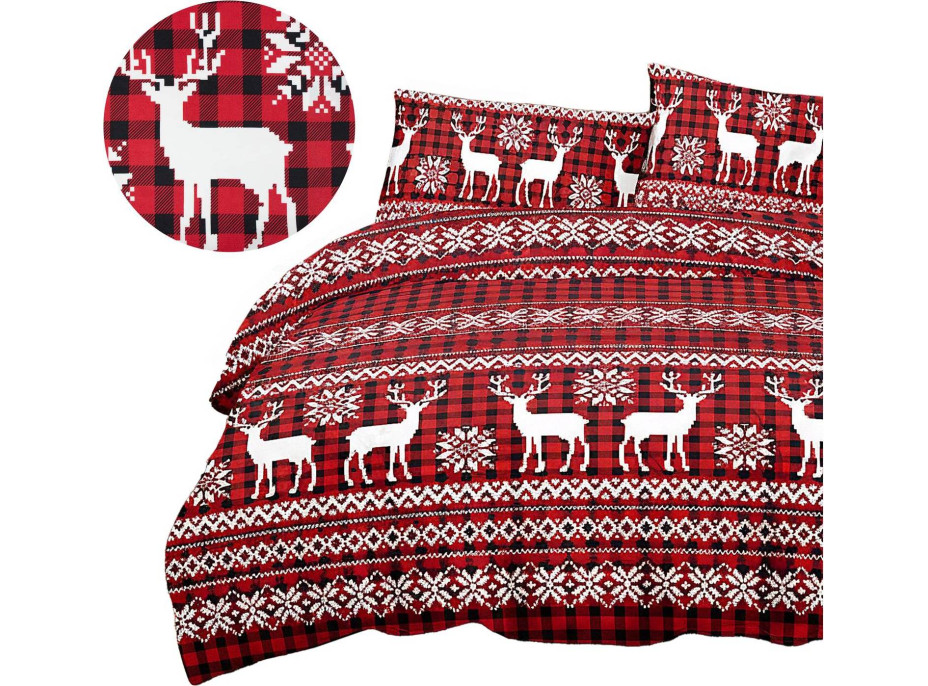 Posteľné obliečky z mikrovlákna SCANDI CHRISTMAS - 160x200 cm - červené