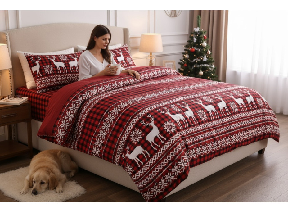 Posteľné obliečky z mikrovlákna SCANDI CHRISTMAS - 160x200 cm - červené