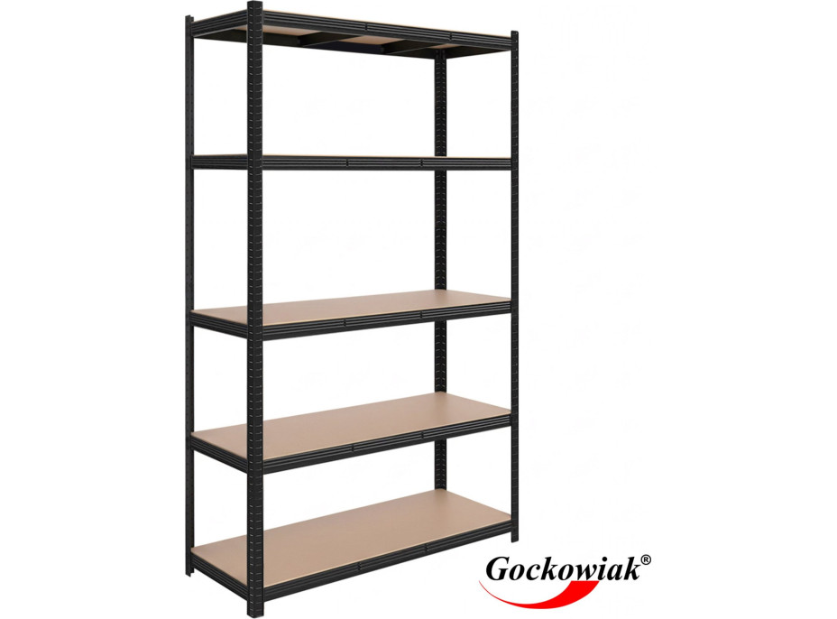 Policový regál - 5 políc - 205x120x45 cm - čierny