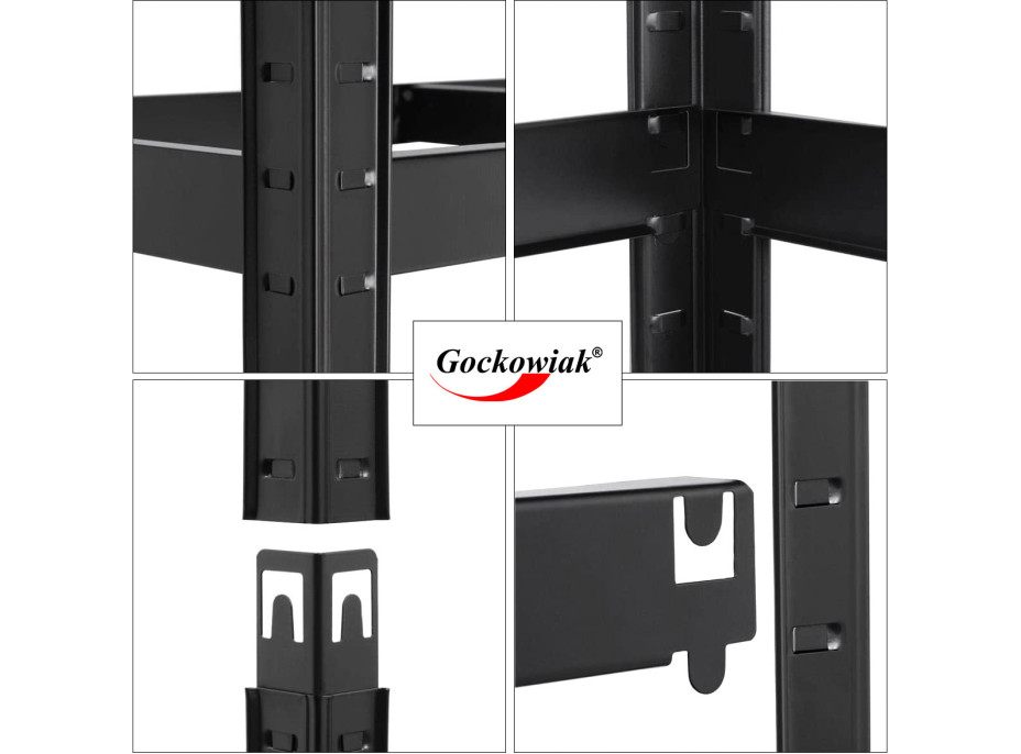 Policový regál - 5 políc - 205x120x45 cm - čierny