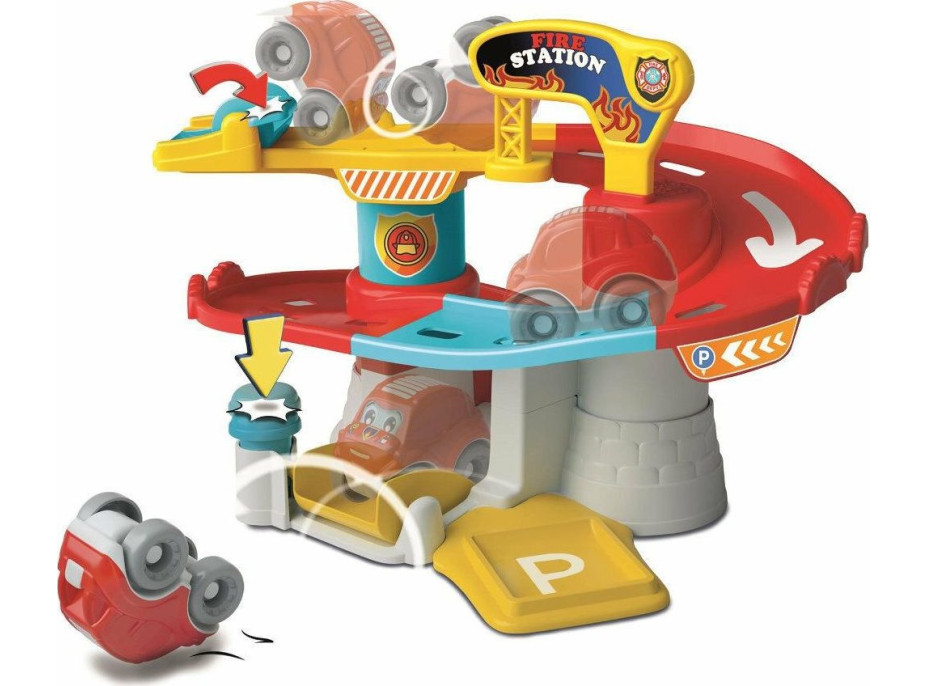 CLEMENTONI BABY Autogaráž Tumbling Cars: Hasičská stanica