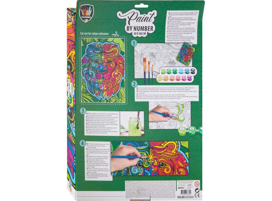 GRAFIX Maľovanie podľa čísel: Lev, plátno na ráme 30x40cm