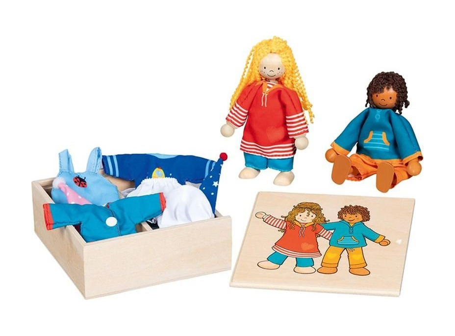 GOKI Bábiky Fynja & Fabio s oblečením