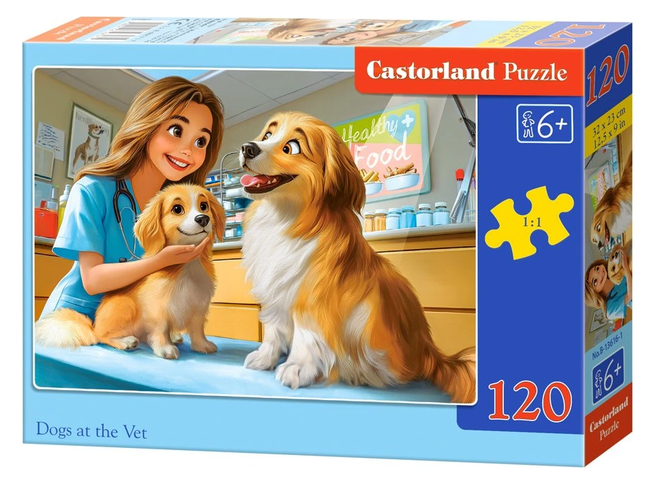 CASTORLAND Puzzle Psíci u veterinára 120 dielikov