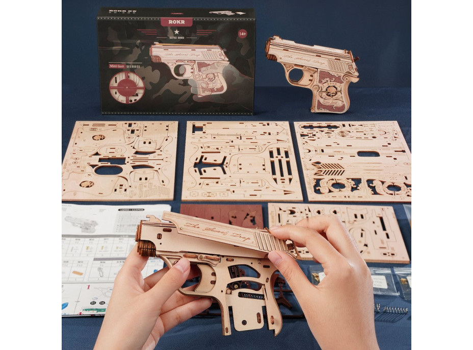 ROBOTIME Roker 3D drevené puzzle Mini pištole 113 dielikov