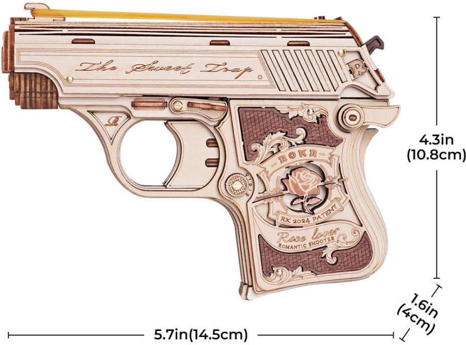 ROBOTIME Roker 3D drevené puzzle Mini pištole 113 dielikov