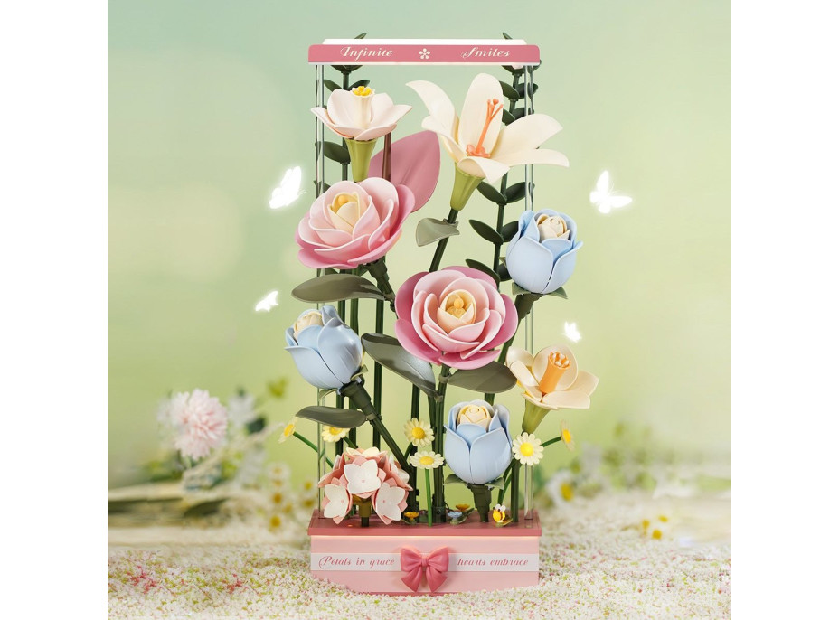 ROBOTIME Roker Floral Art: 3D puzzle Kvetinový box s LED osvetlením 263 dielikov