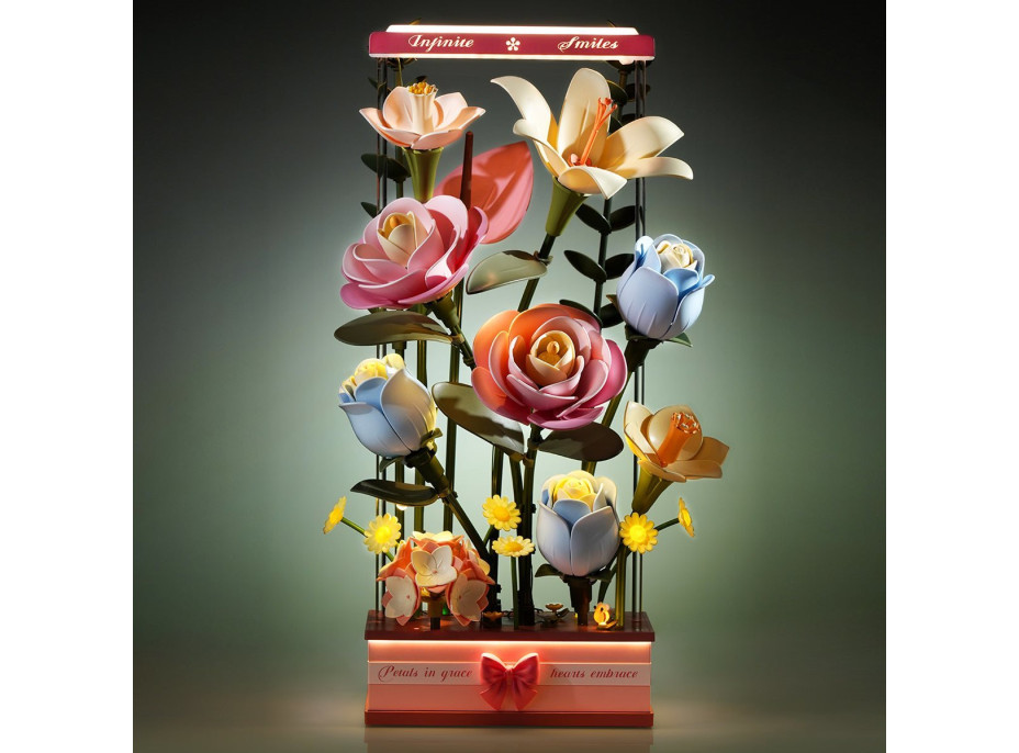 ROBOTIME Roker Floral Art: 3D puzzle Kvetinový box s LED osvetlením 263 dielikov