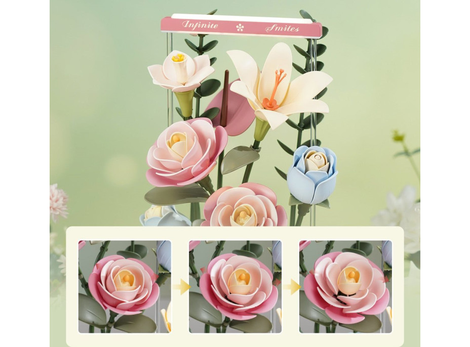 ROBOTIME Roker Floral Art: 3D puzzle Kvetinový box s LED osvetlením 263 dielikov