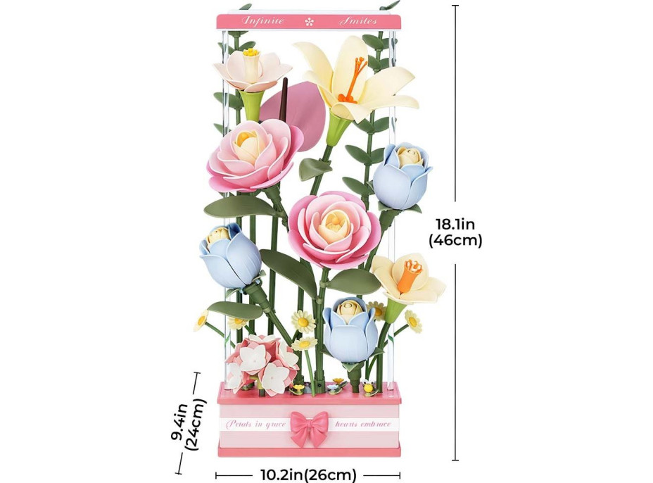 ROBOTIME Roker Floral Art: 3D puzzle Kvetinový box s LED osvetlením 263 dielikov