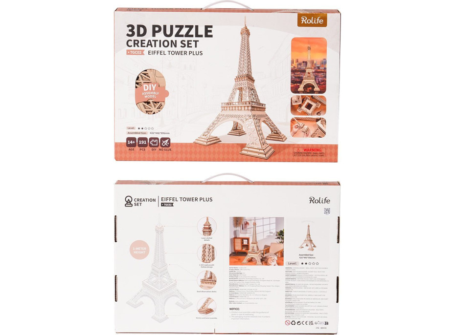 ROBOTIME Rolife 3D drevené puzzle Eiffelova veža 191 dielikov