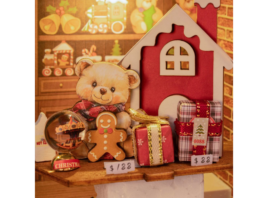 ROBOTIME Rolife DIY 3D drevené puzzle Santove hračkárstvo s LED osvetlením 122 dielikov