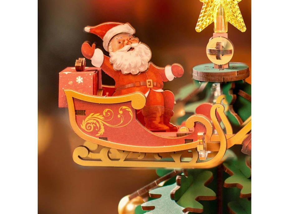 ROBOTIME Rolife DIY 3D drevené puzzle Vianočný stromček s LED osvetlením 319 dielikov