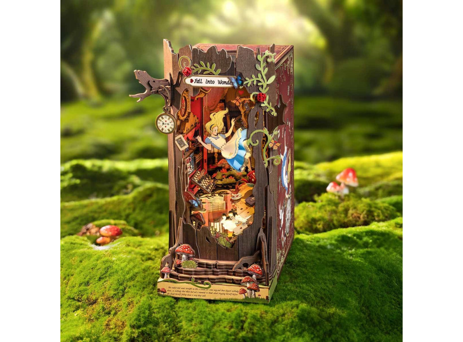 ROBOTIME Rolife DIY 3D Zarážka na knihy: Alenka v Ríši divov s LED osvetlením 300 dielikov