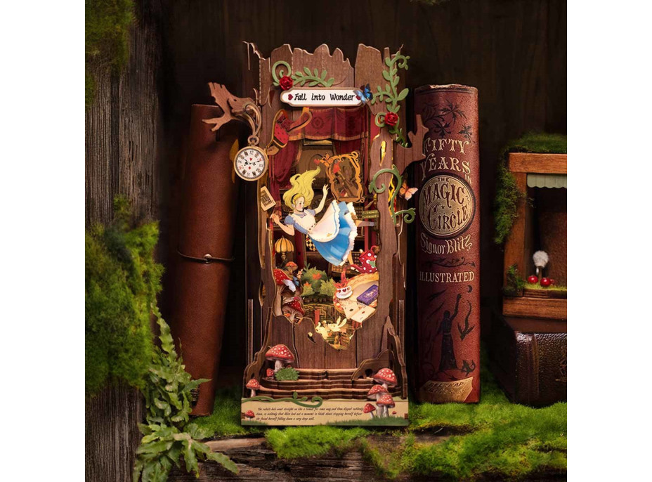 ROBOTIME Rolife DIY 3D Zarážka na knihy: Alenka v Ríši divov s LED osvetlením 300 dielikov