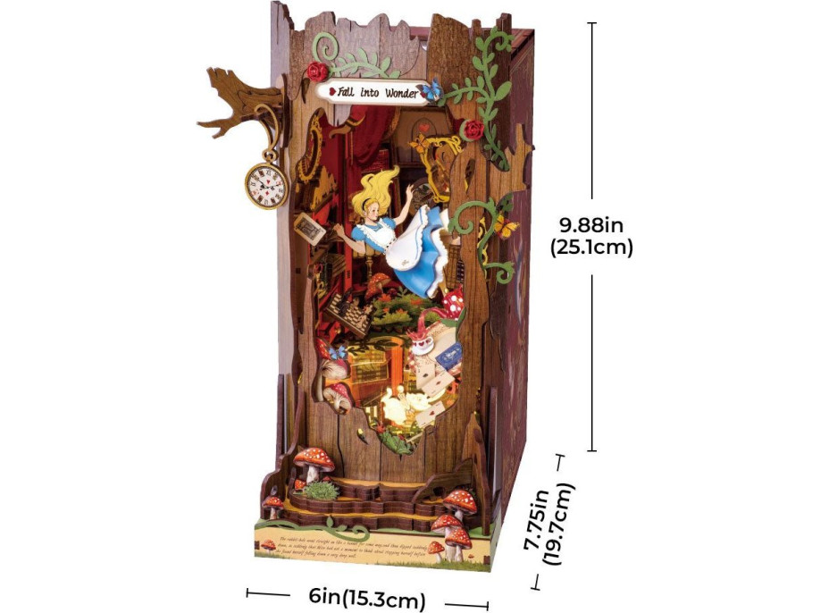 ROBOTIME Rolife DIY 3D Zarážka na knihy: Alenka v Ríši divov s LED osvetlením 300 dielikov