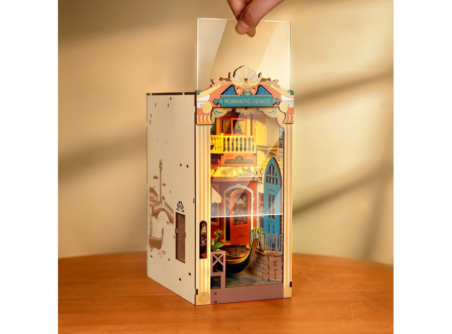 ROBOTIME Rolife DIY 3D Zarážka na knihy: Benátky s LED osvetlením 110 dielikov