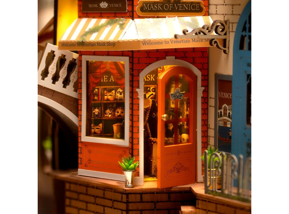 ROBOTIME Rolife DIY 3D Zarážka na knihy: Benátky s LED osvetlením 110 dielikov