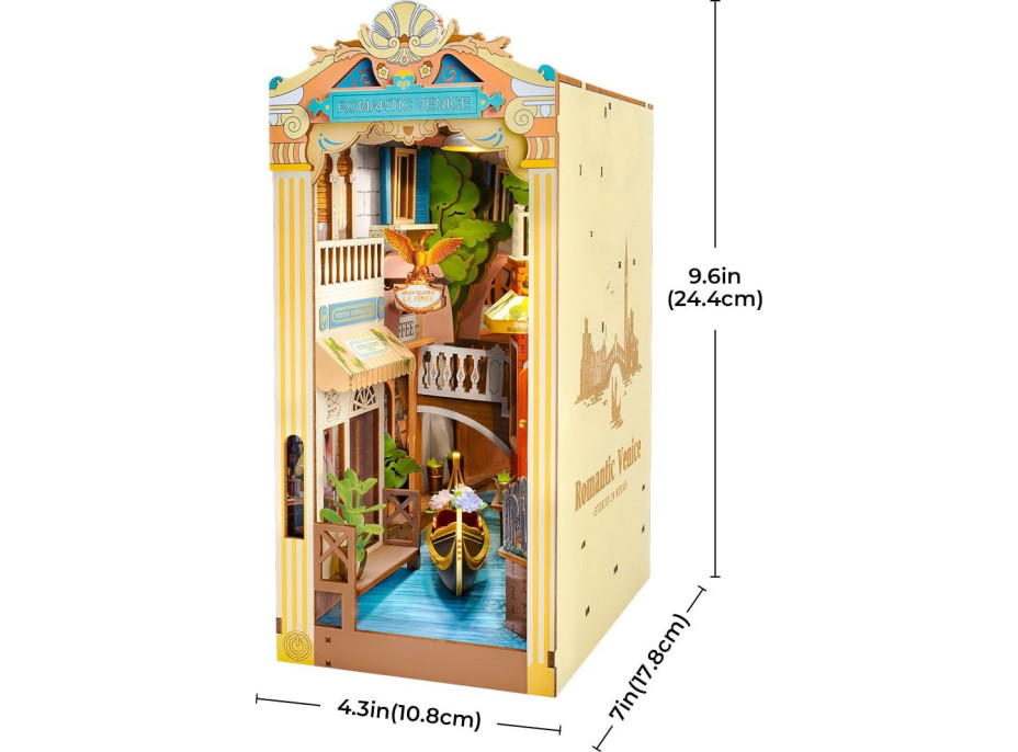 ROBOTIME Rolife DIY 3D Zarážka na knihy: Benátky s LED osvetlením 110 dielikov