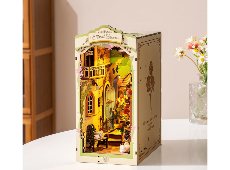 ROBOTIME Rolife DIY 3D Zarážka na knihy: Kvetinárstvo s LED osvetlením 164 dielikov