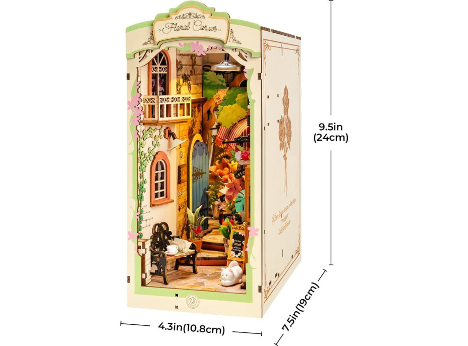 ROBOTIME Rolife DIY 3D Zarážka na knihy: Kvetinárstvo s LED osvetlením 164 dielikov