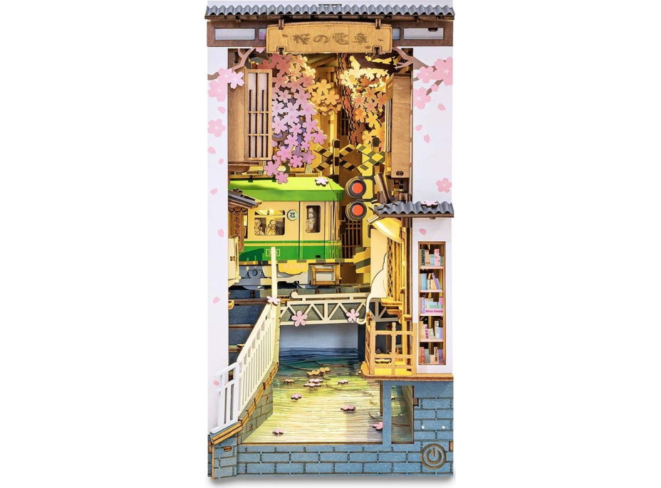 ROBOTIME Rolife DIY 3D Zarážka na knihy: Sakurová ulička s LED osvetlením 340 dielikov