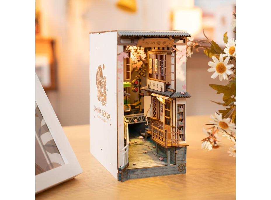 ROBOTIME Rolife DIY 3D Zarážka na knihy: Sakurová ulička s LED osvetlením 340 dielikov