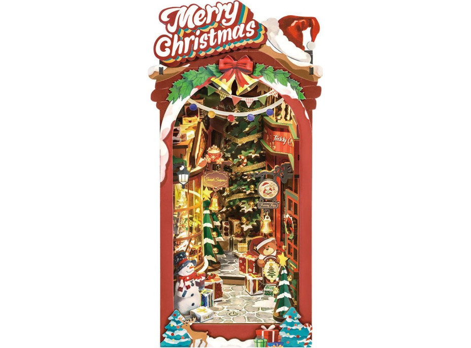 ROBOTIME Rolife DIY 3D Zarážka na knihy: Vianočná ulička s LED osvetlením 289 dielikov