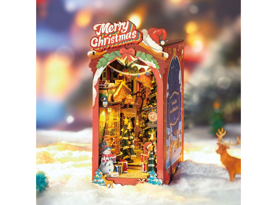 ROBOTIME Rolife DIY 3D Zarážka na knihy: Vianočná ulička s LED osvetlením 289 dielikov