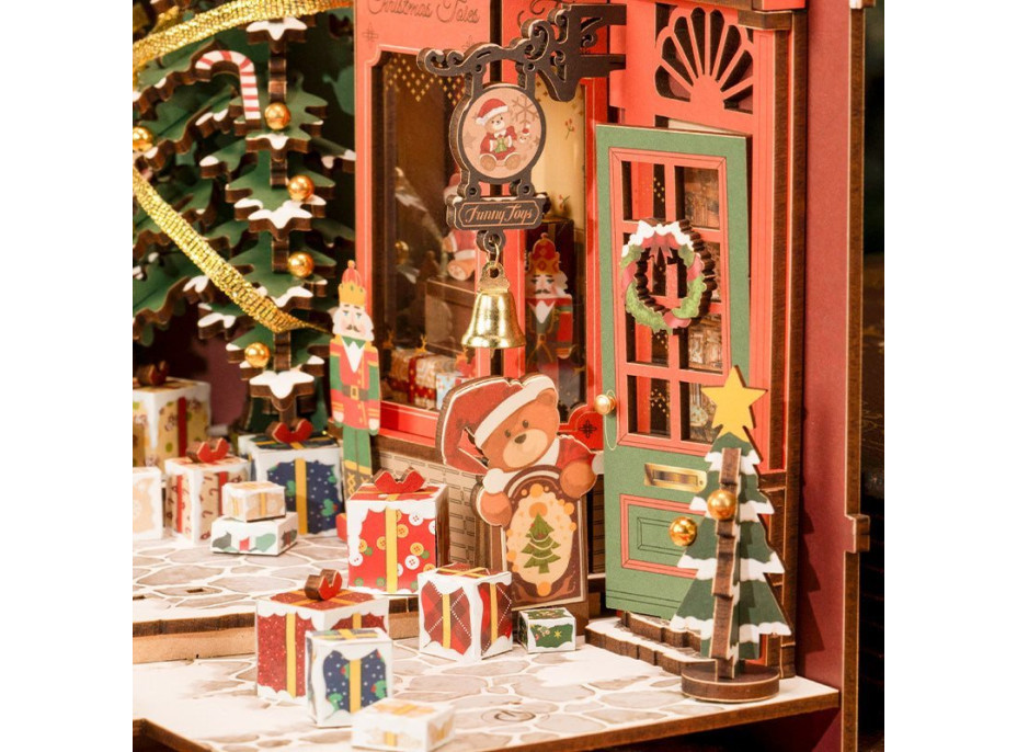 ROBOTIME Rolife DIY 3D Zarážka na knihy: Vianočná ulička s LED osvetlením 289 dielikov