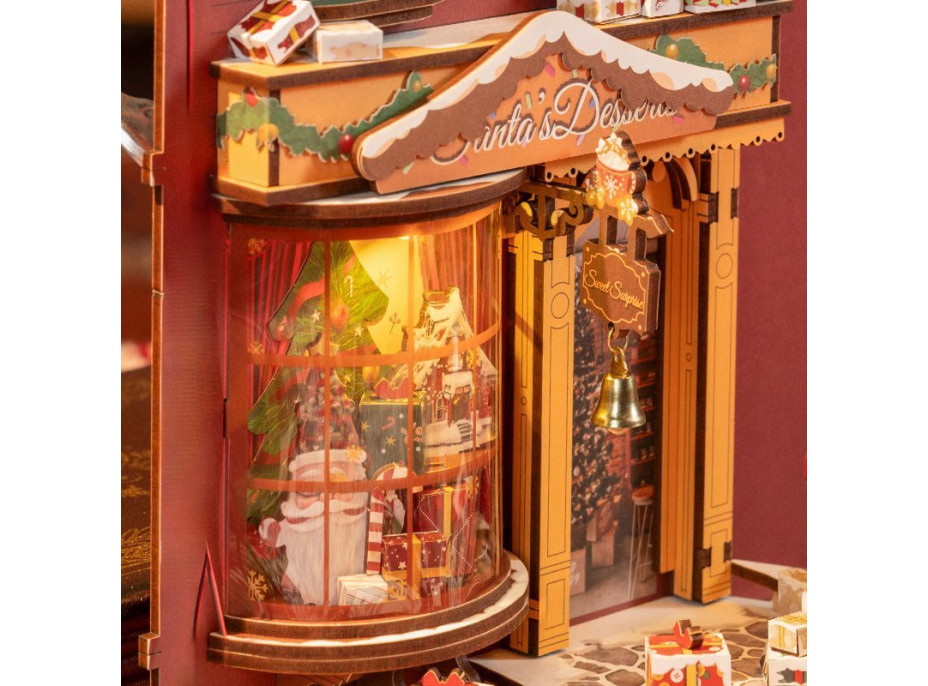 ROBOTIME Rolife DIY 3D Zarážka na knihy: Vianočná ulička s LED osvetlením 289 dielikov