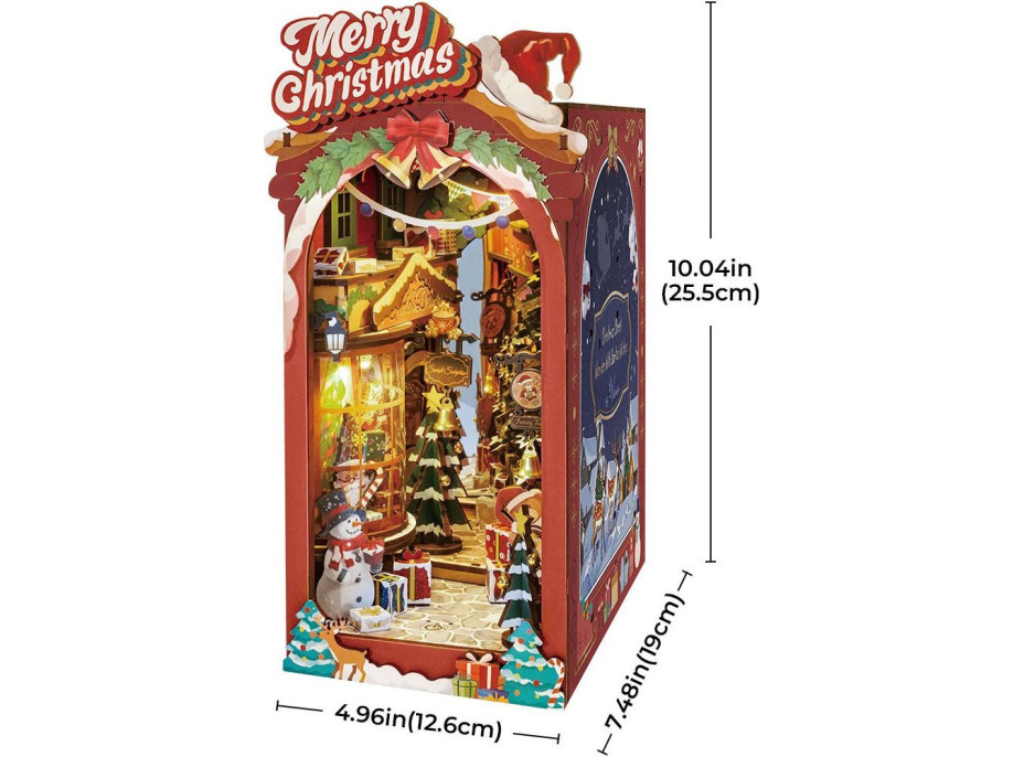 ROBOTIME Rolife DIY 3D Zarážka na knihy: Vianočná ulička s LED osvetlením 289 dielikov