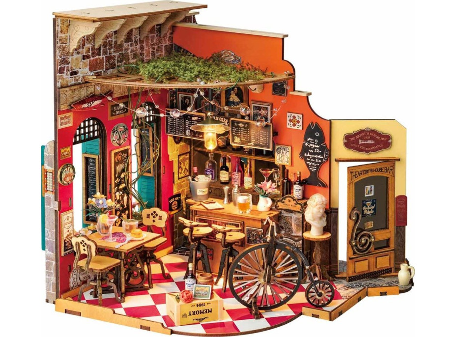 ROBOTIME Rolife DIY 3D drevené puzzle Bar s LED osvetlenie