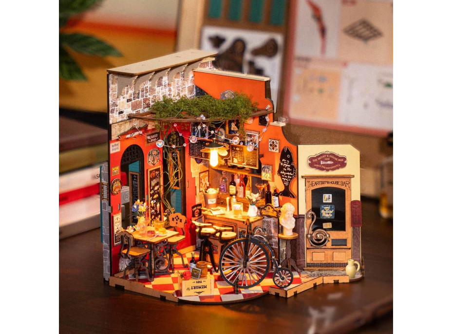 ROBOTIME Rolife DIY 3D drevené puzzle Bar s LED osvetlenie