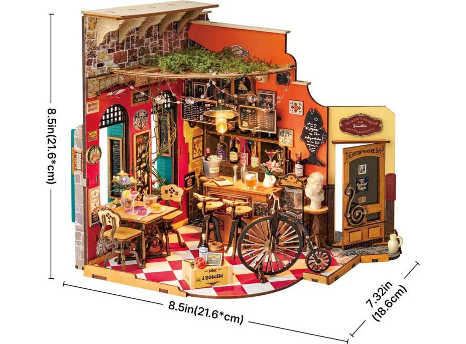 ROBOTIME Rolife DIY 3D drevené puzzle Bar s LED osvetlenie