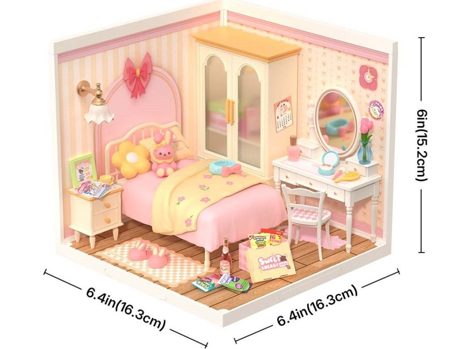 ROBOTIME Rolife DIY House: Spálňa s LED osvetlením 105 dielikov