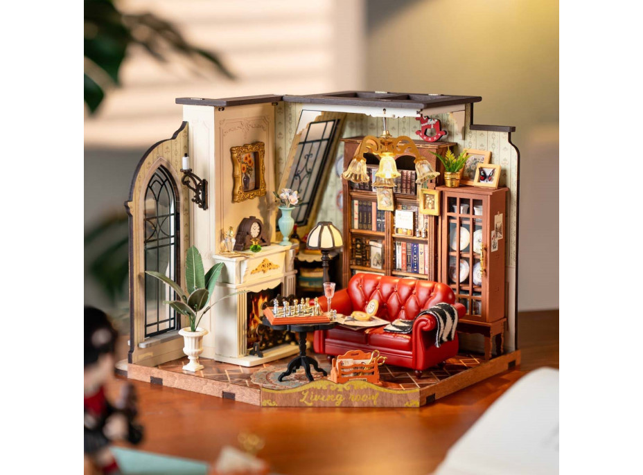 ROBOTIME Rolife DIY 3D drevené puzzle Obývacia izba s LED osvetlením