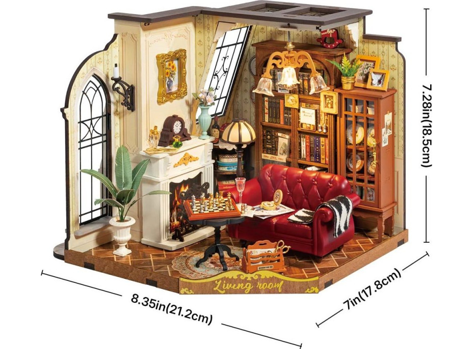 ROBOTIME Rolife DIY 3D drevené puzzle Obývacia izba s LED osvetlením