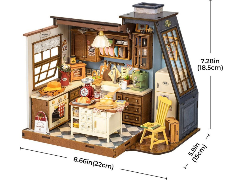 ROBOTIME Rolife DIY House: Pečenie v kuchyni s LED osvetlením