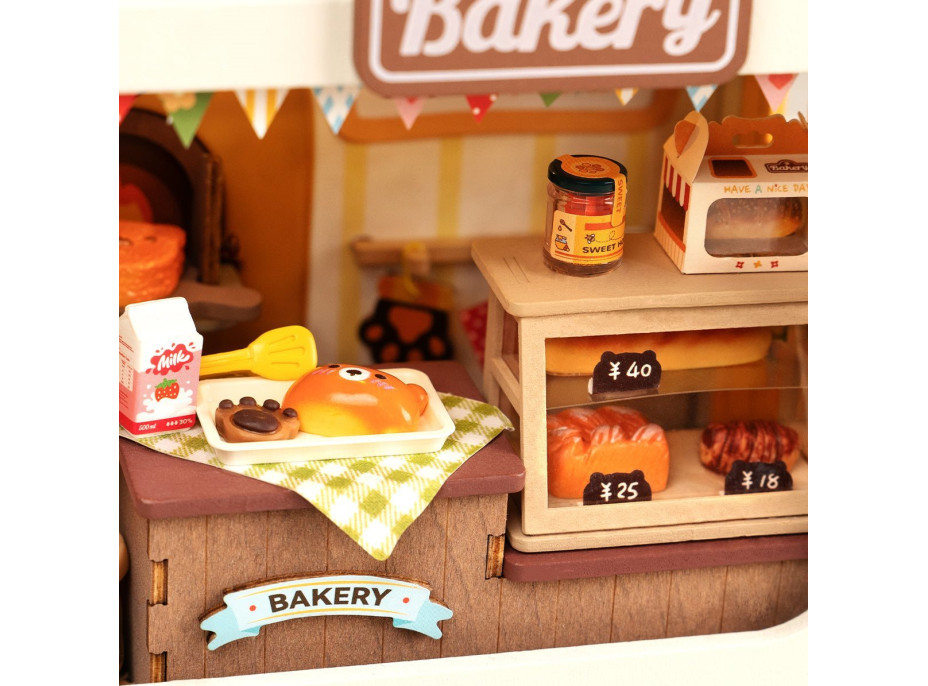 ROBOTIME Rolife DIY House: Teddyho pekárstvo s LED osvetlením 67 dielikov