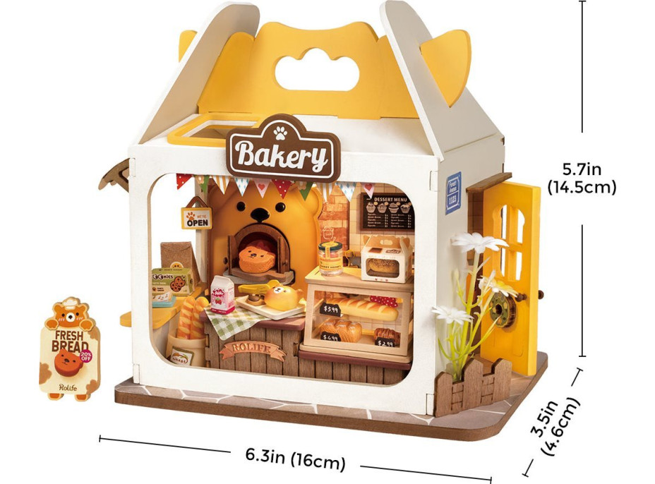 ROBOTIME Rolife DIY House: Teddyho pekárstvo s LED osvetlením 67 dielikov