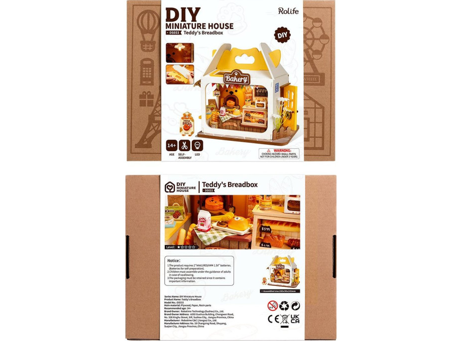 ROBOTIME Rolife DIY House: Teddyho pekárstvo s LED osvetlením 67 dielikov