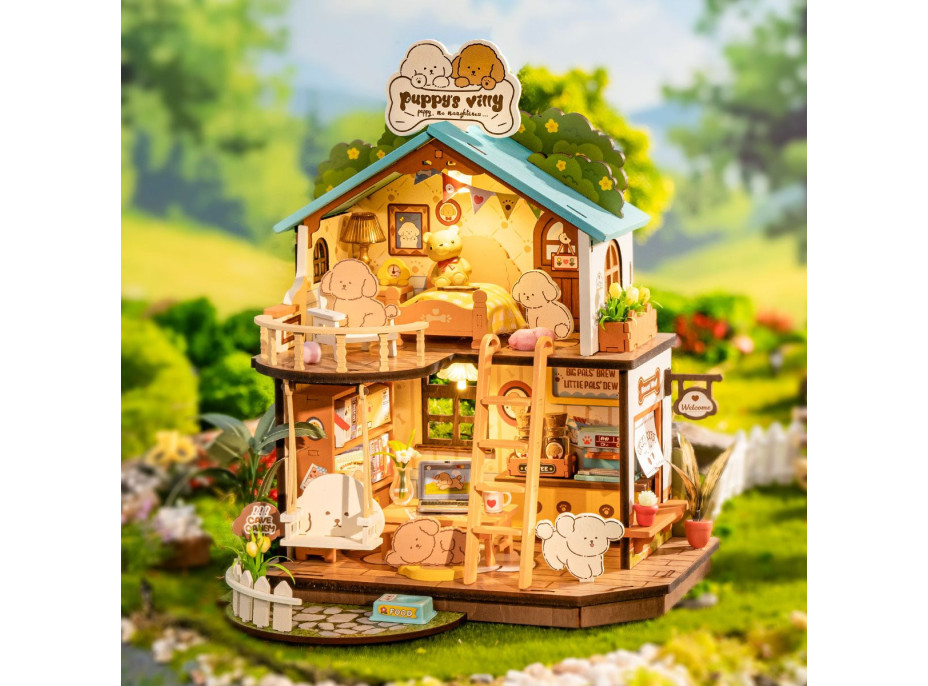 ROBOTIME Rolife DIY House: Vila pre psíkov s LED osvetlením