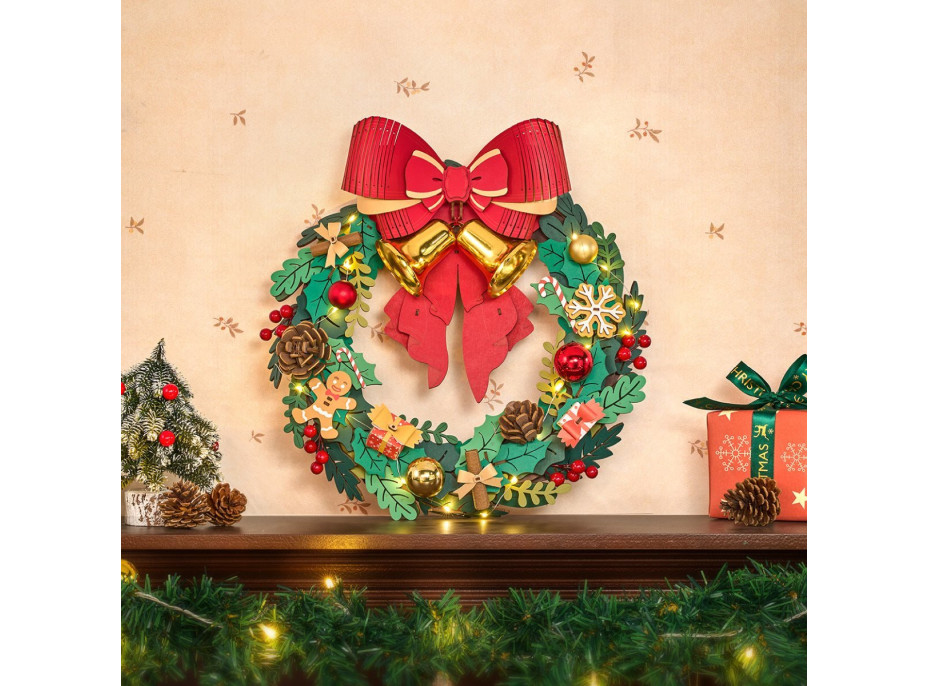 ROBOTIME Rolife Svietiace 3D drevené puzzle Adventný veniec 252 dielikov