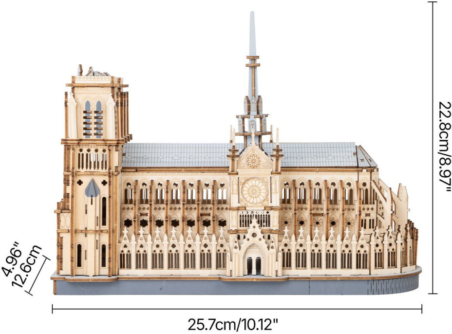 ROBOTIME Rowood 3D drevené puzzle Katedrála Notre-Dame 330 dielikov
