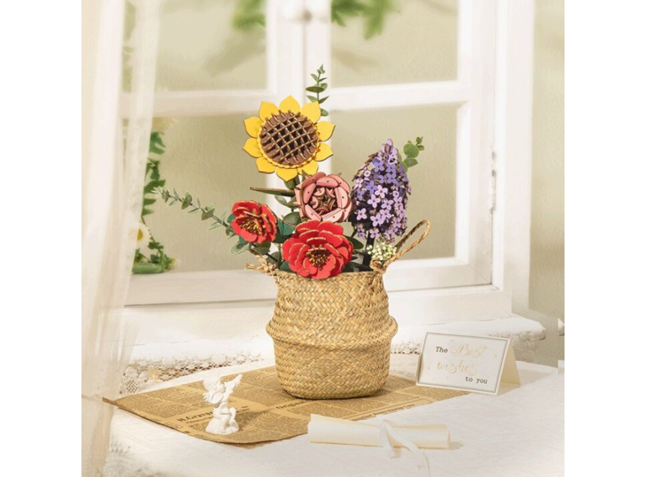 ROBOTIME Rowood 3D drevené puzzle Oranžová gerbera 105 dielikov